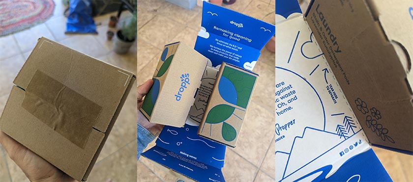 Clean laundry care brand Dropps packages its laundry pods in an origami-like cardboard box, revealing an interactive, one-of-a-kind, and fun unboxing experience.