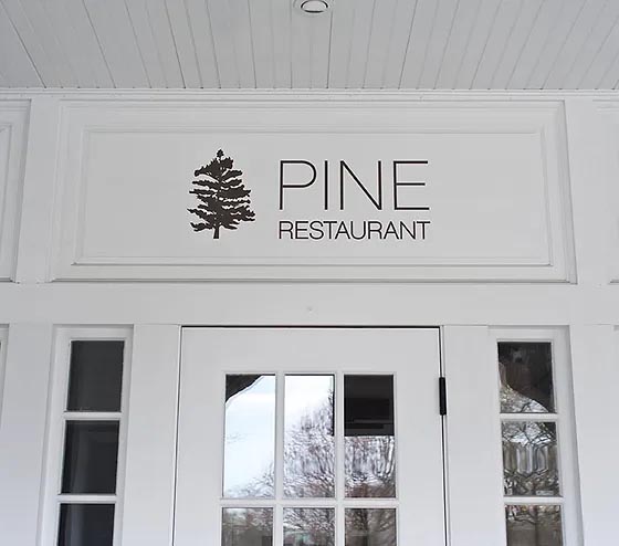 Exterior of PINE restaurant.