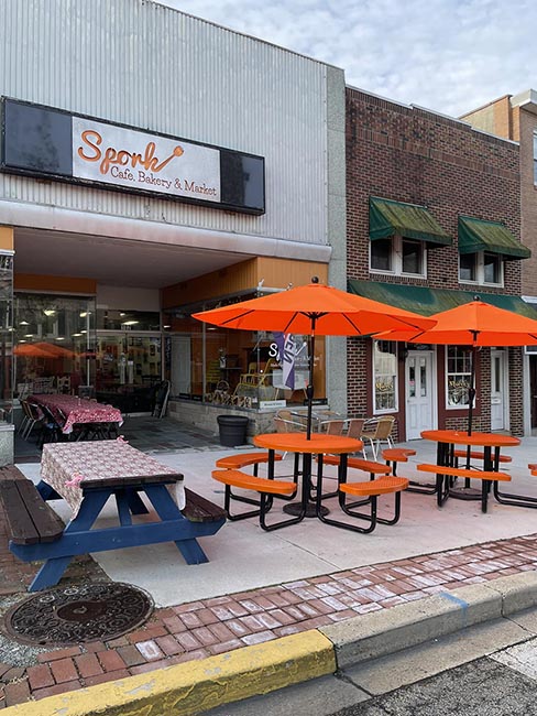 Exterior of Spork restaurant.