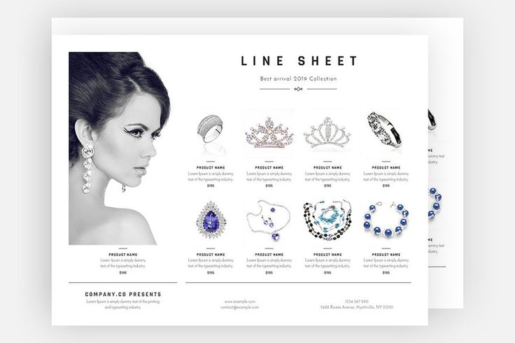 Fashion jewelry retail product wholesale line sheet.