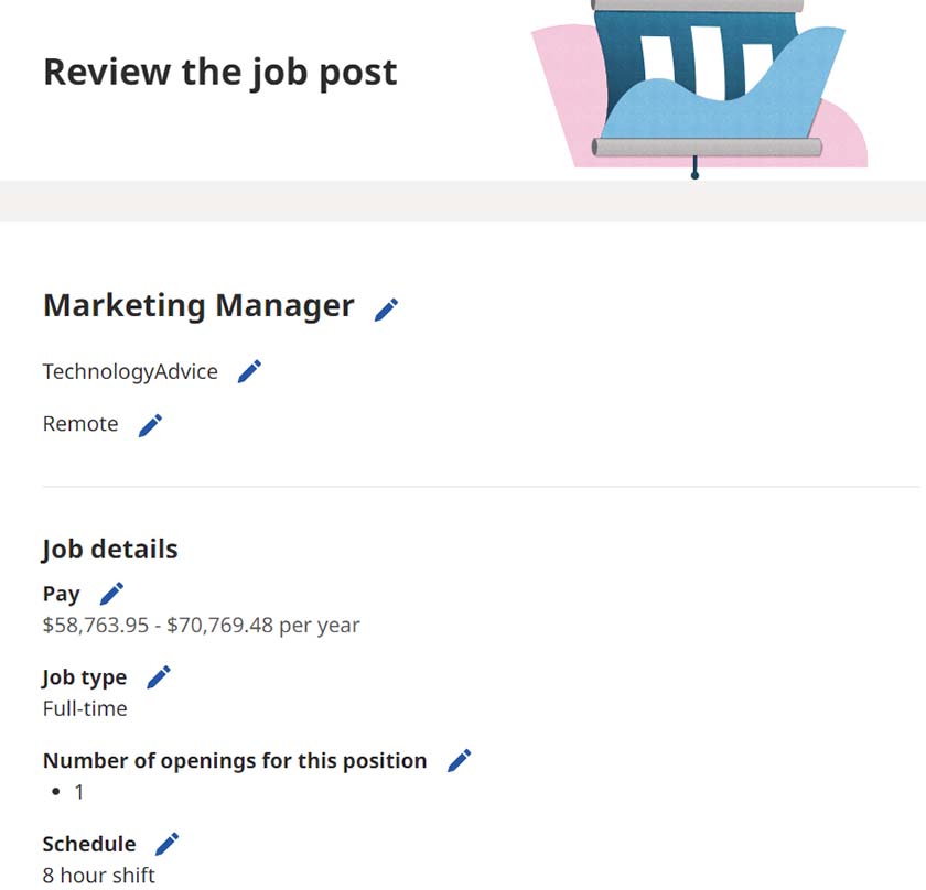 Indeed's job posting review.