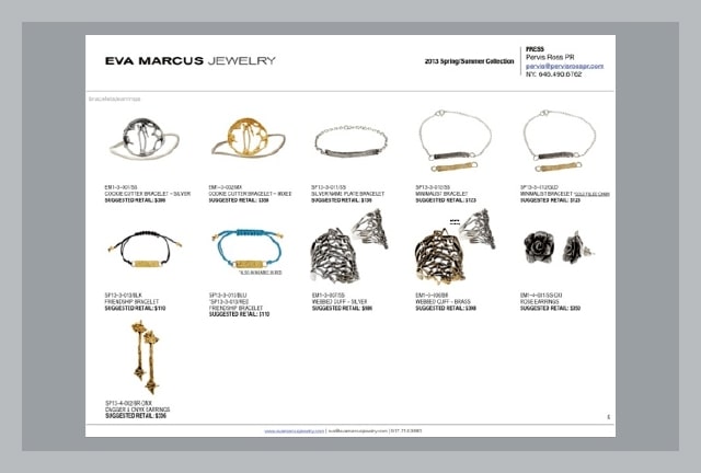 Jewelry accessories bracelets earrings retail product wholesale line sheet.