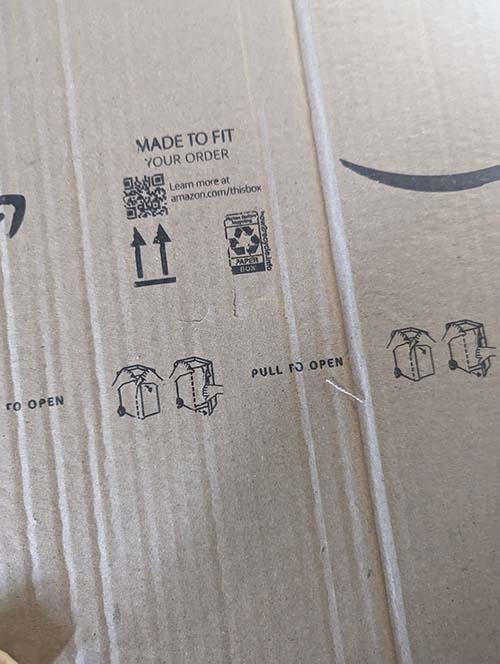 Some Amazon packages have text to help customers open the boxes easily.