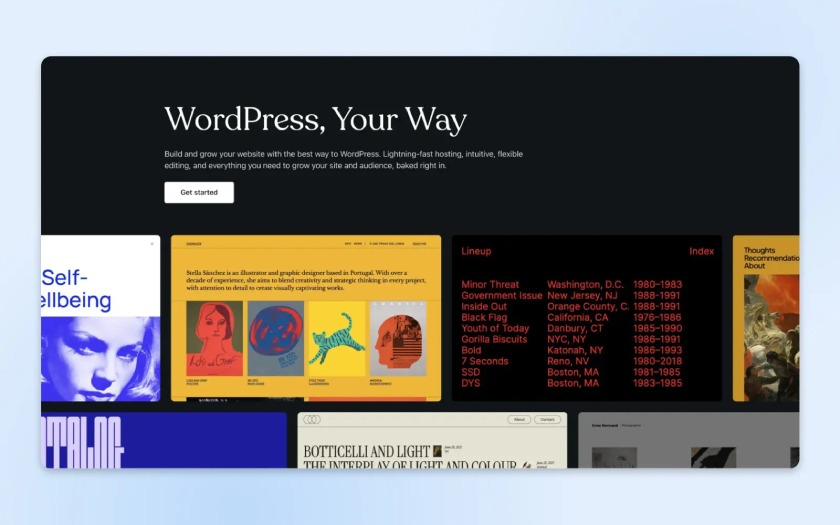 The interface of DreamHost's WordPress website builder.