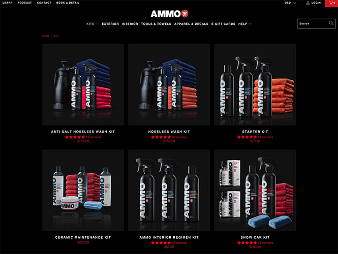 A screenshot of an online store selling automotive detailing supplies