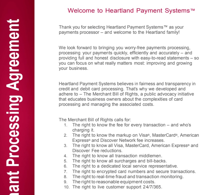 Heartland Payment Systems Merchant Agreement.