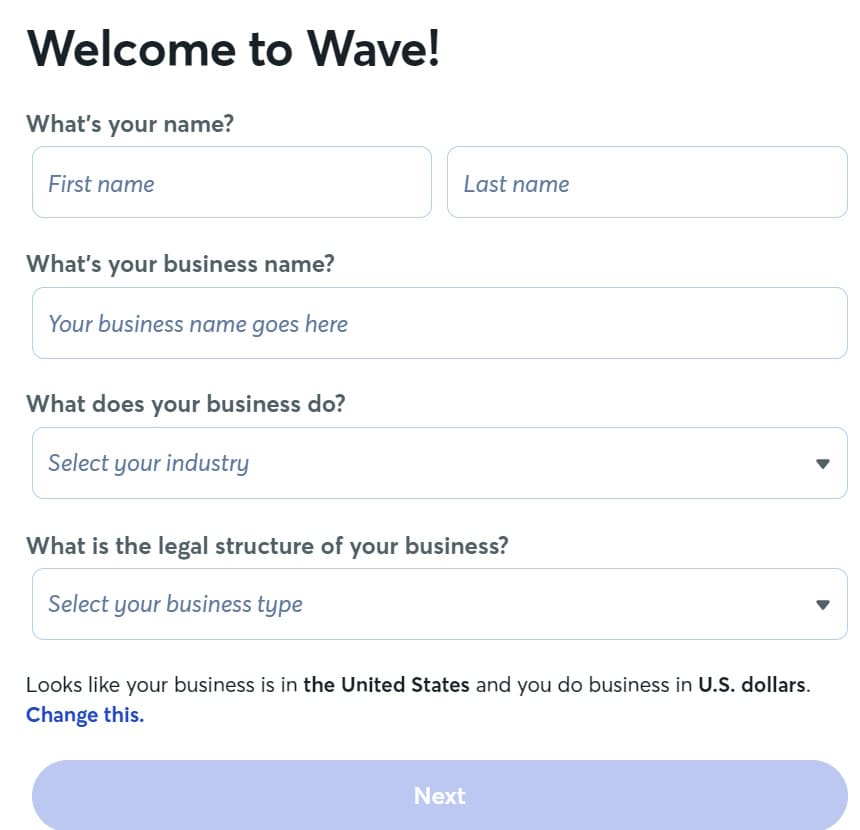 Wave Payments business details page.