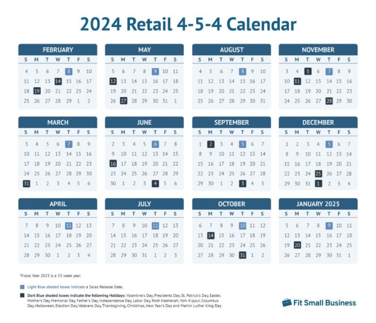 4 5 4 Retail Calendar 