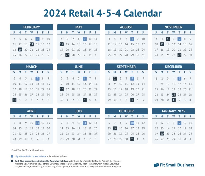 2024 retail 4-5-4 calendar.