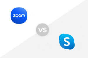 The Zoom and Skype logos.