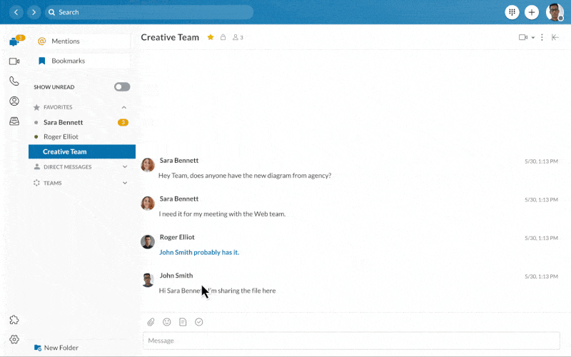 A RingCentral user clicking the "Enter huddle" option, typing the huddle topic name, and clicking the "Join" button from the chat thread.