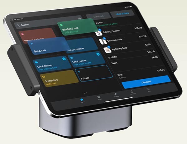 Shopify POS interface on tablet.