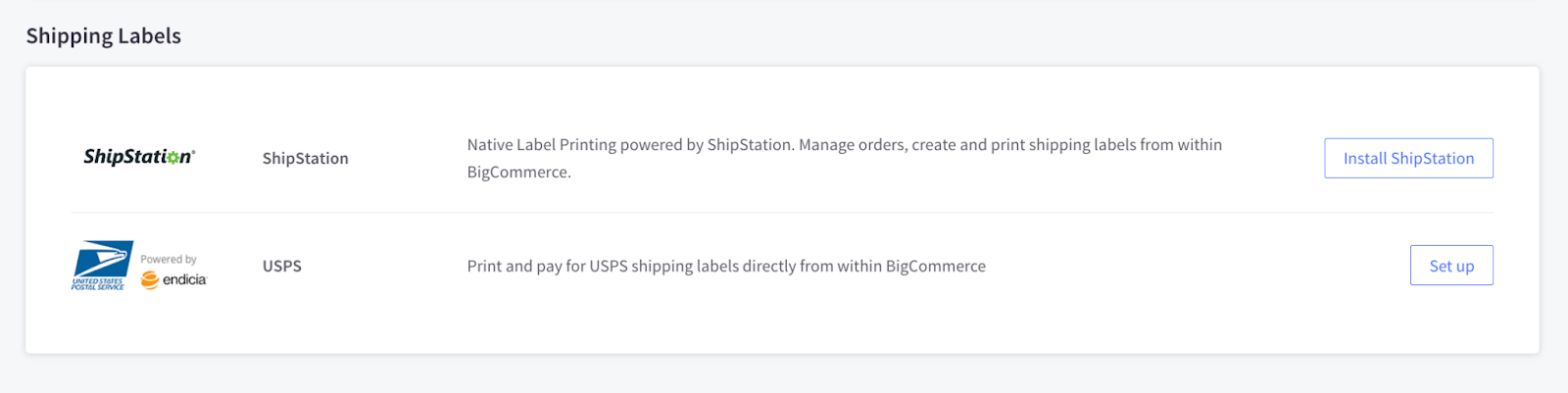BigCommerce Shipping manager Shipping Labels shipstation USPS.