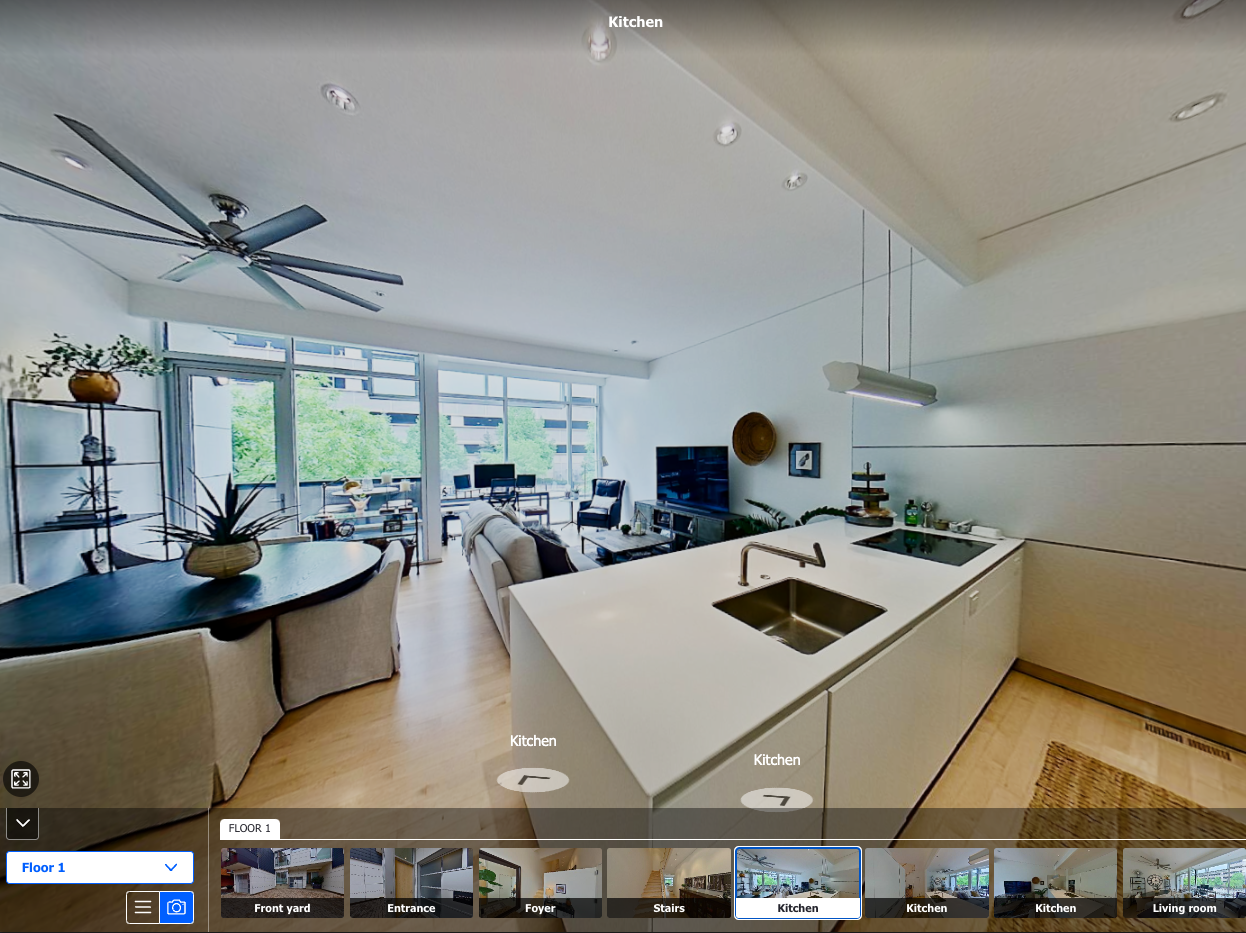 Kitchen view of a Zillow virtual tour