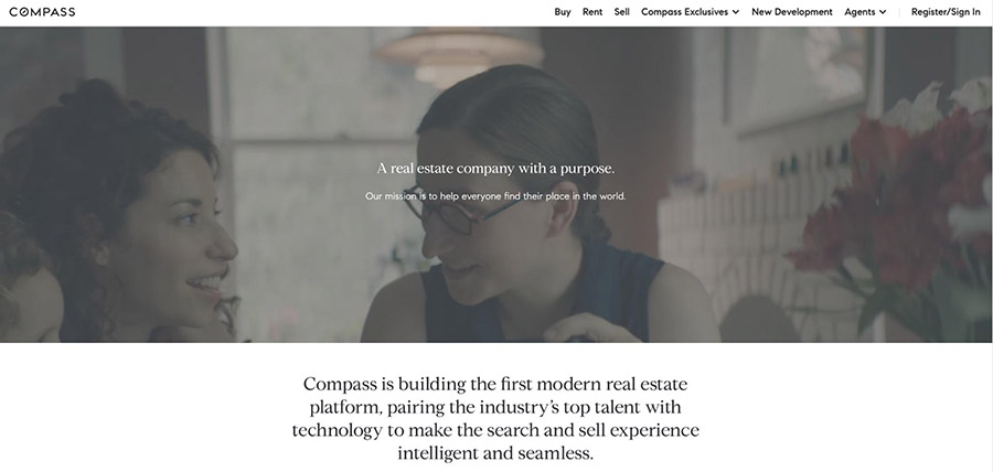 A screenshot of Compass' website.