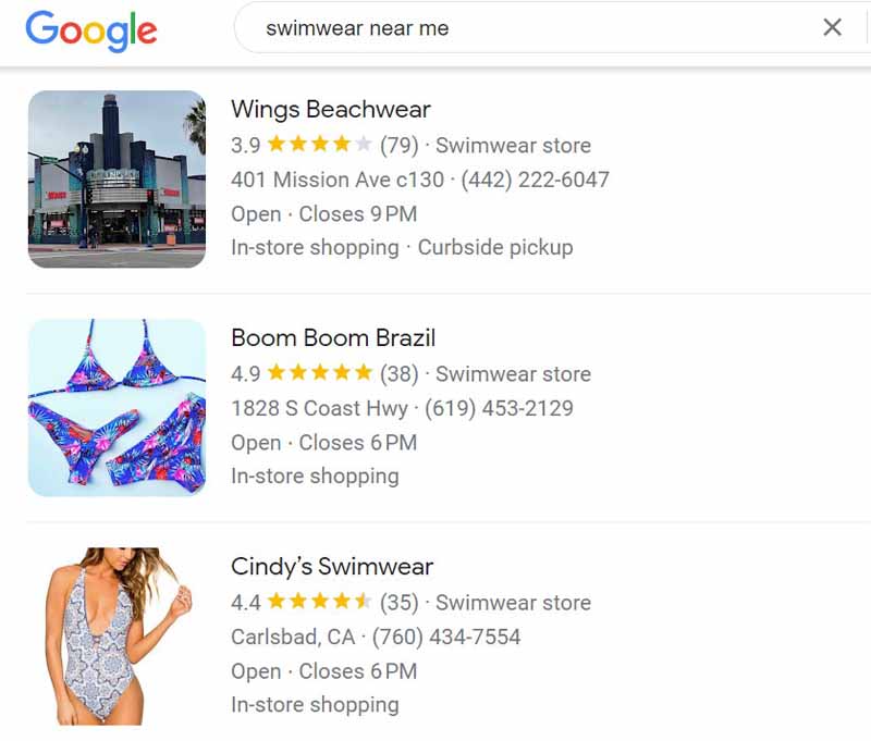 Top 3 swimwear search results for keywords "swimwear near me"