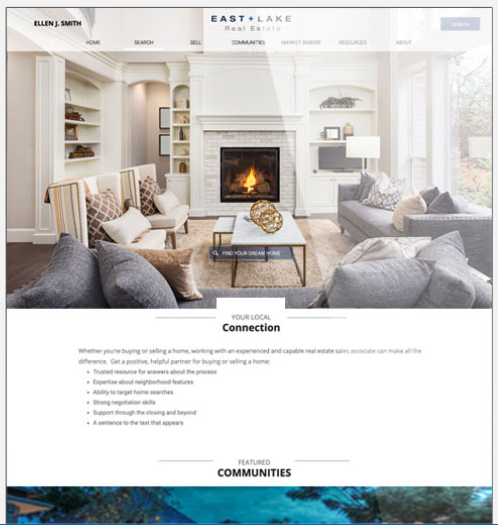 Homepage of a real estate website created by Market Leader.