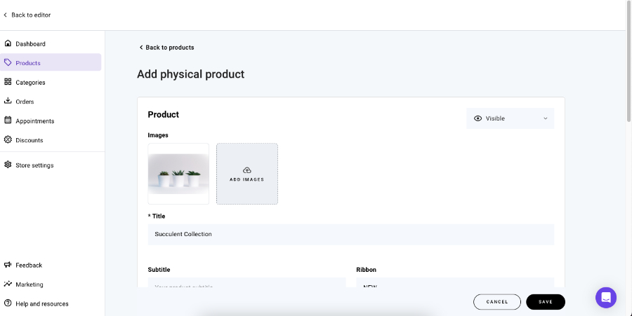 Adding product details in the online store
