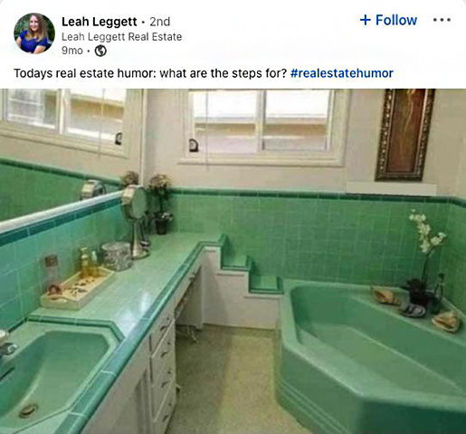 Strange bathroom feature real estate humor.
