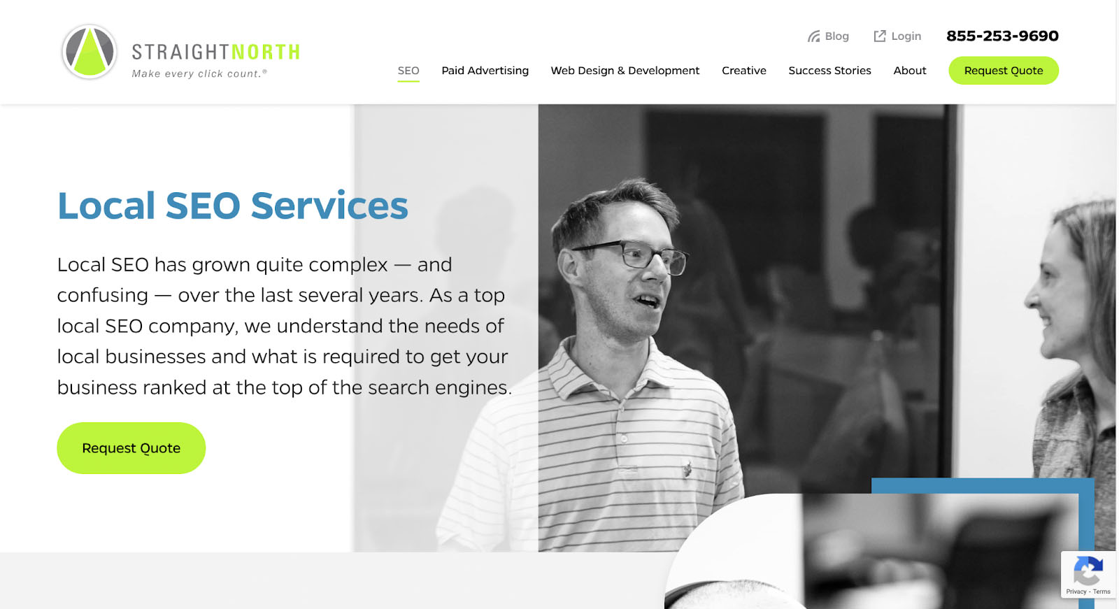 Local SEO services pages of Straight North's website.