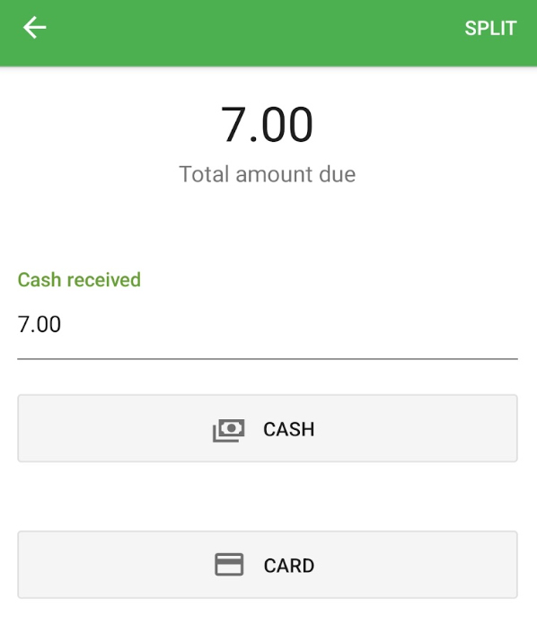 Loyverse "amount due" screen with buttons for payment options.