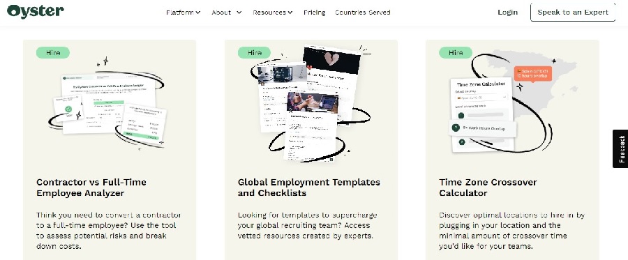 Oyster’s free hiring tools for managing global hiring and distributed team.