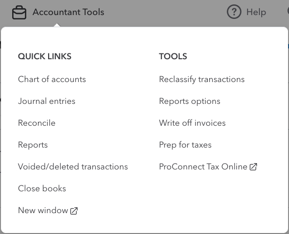 Exclusive features and tools found in QuickBooks Online Accountant including the ability to write off invoices and reclassify transactions.