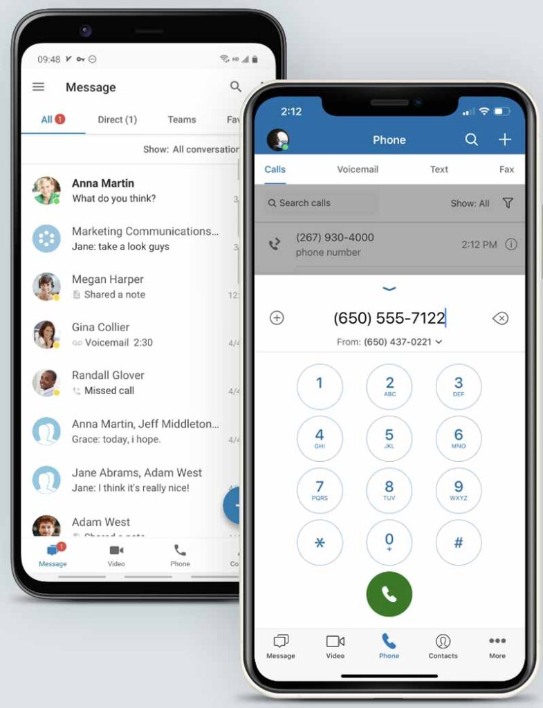A couple of screenshots from the RingCentral mobile app.