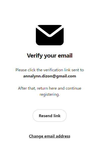 SumUp email verification page.