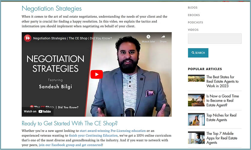 A video on negotiation strategies from the Agent Essentials career resources library.