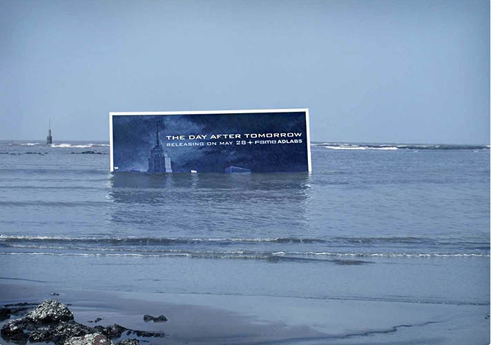 Submerged billboard for the movie The Day After Tomorrow