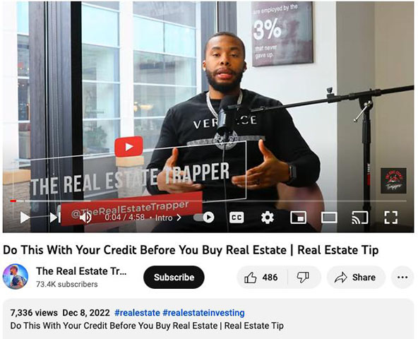 Example YouTube video with #realestate and #realestateinvesting