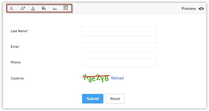 Creating a Google Sites web form in Zoho CRM.