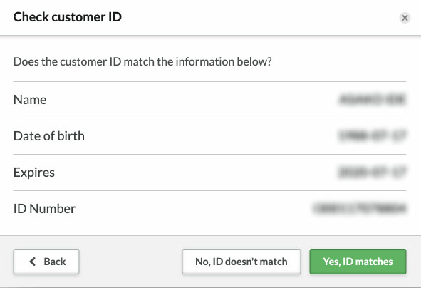 Lightspeed Retail POS age verification screen.