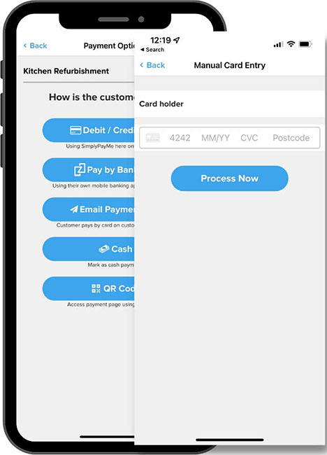 SimplyPayMe mobile app screen.