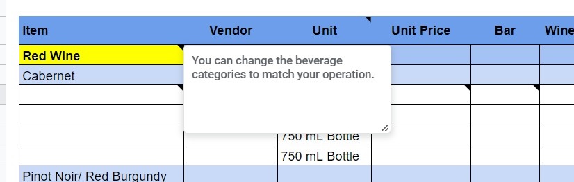 Using a spreadsheet like ours helps you break out data to fit the categories your specific liquor inventory falls into. 