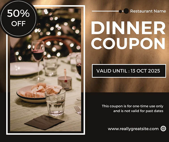 Restaurant postcard ad coupon example.