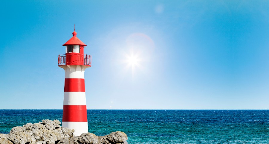 Lighthouse with red and white stripes