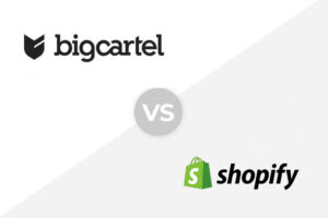 Big Cartel vs Shopify logo.