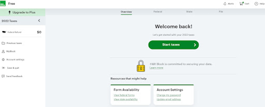 image of H&R Block's input screen, that shows the different ways to input information