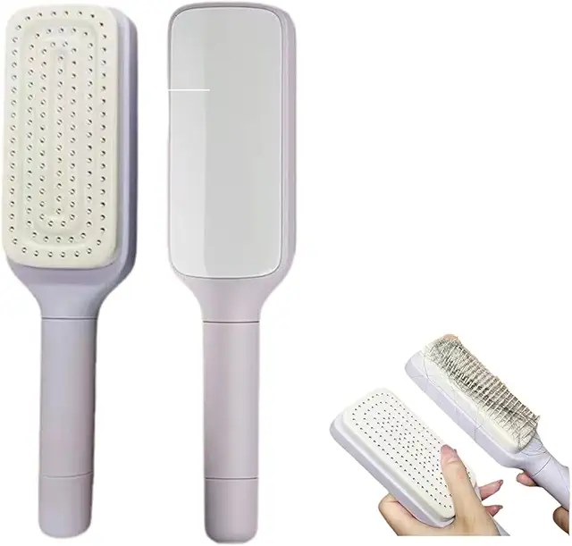 Self-cleaning hairbrush.