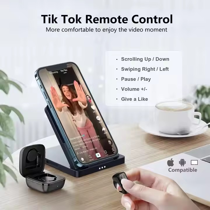 TikTok wireless remote control remote page turner with charging case.