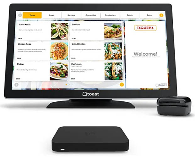 Toast guest self-service kit with various devices.