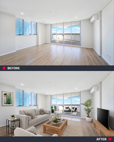 BoxBrownie virtual staging example of a living room.