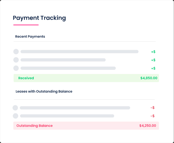 Landlord payment tracking synced with tenant portal.