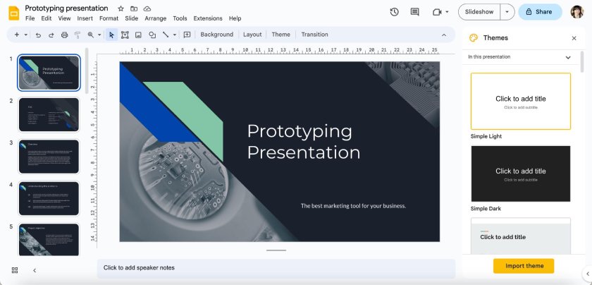 Google Workspace Slides with presentation template