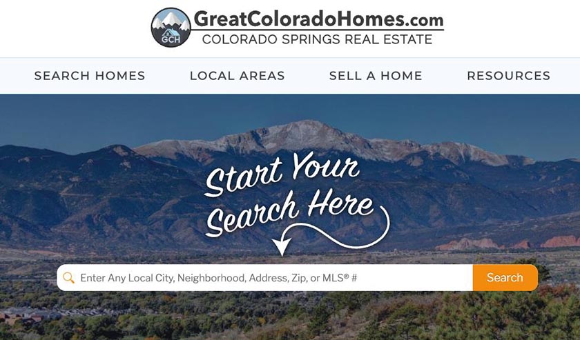 GreatColoradoHomes.com website for Colorado Springs Real Estate.