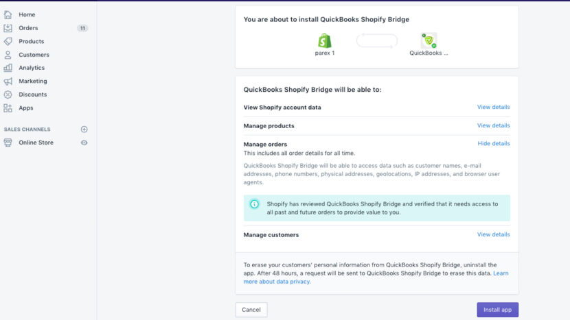 QUICKBOOKS BRIDGE BY PAREX visual data 2