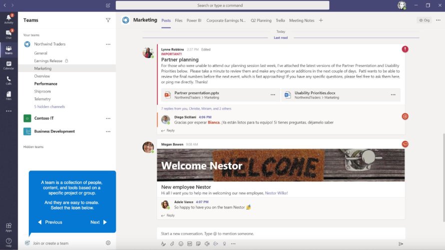 Microsoft Teams collaboration interface on top of video conferencing.