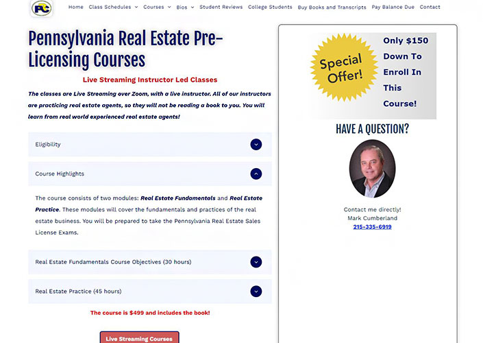Information on the eligibility, course highlights, fundamentals and objectives of Philadelphia Real Estate Classes.